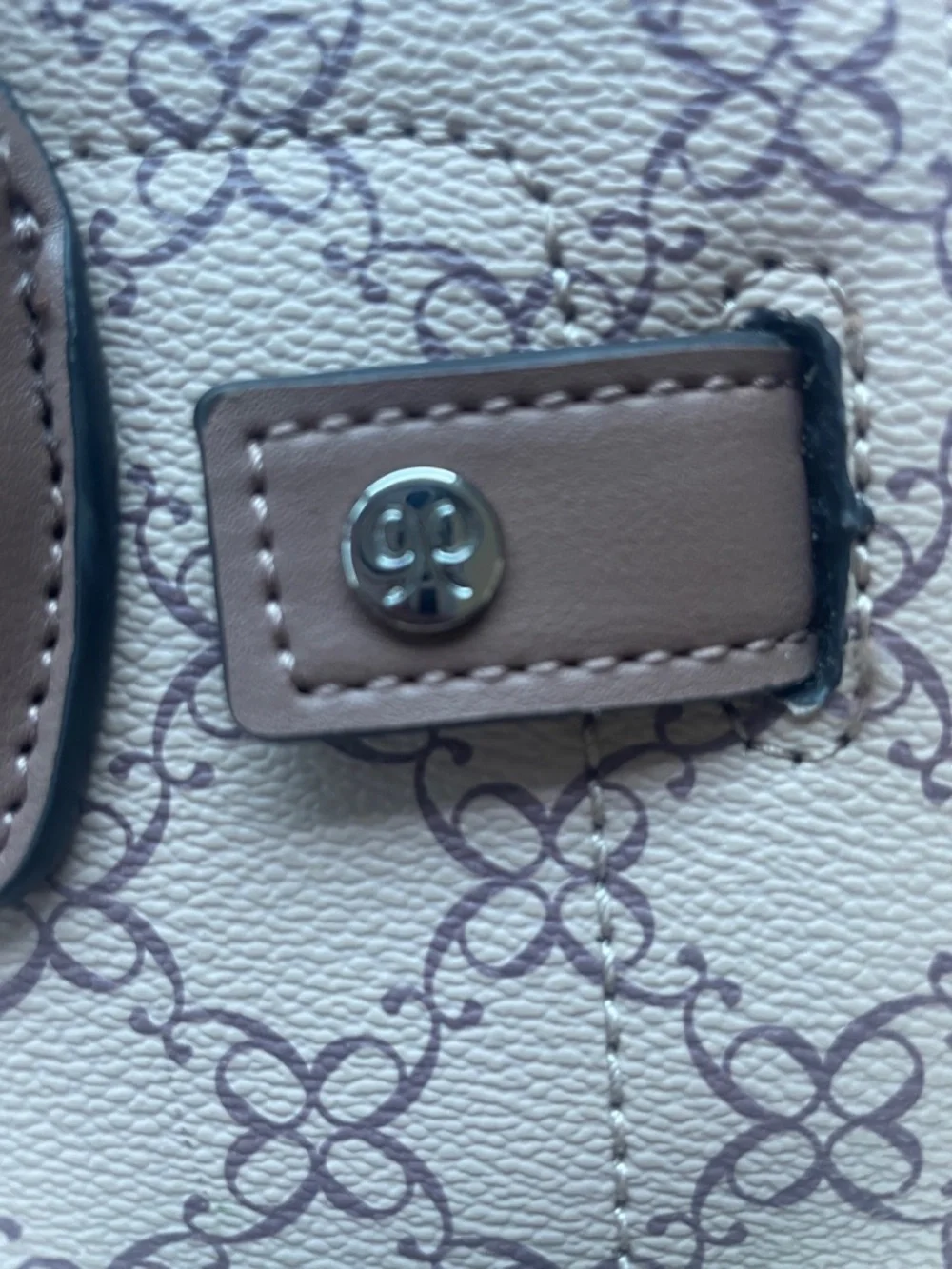 Nine West Cream and Brown Patterned Satchel